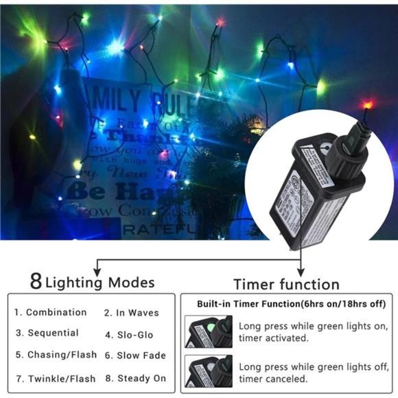 181FT 500 LED Christmas Outdoor Decor Lights, 8 Modes...